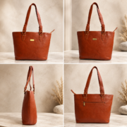 Genuine Leather Tote Bag Women Large Shoulder Handbag Work Office Travel Brown - Image 4