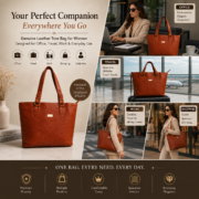 Genuine Leather Tote Bag Women Large Shoulder Handbag Work Office Travel Brown - Image 11