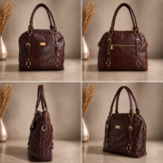 Genuine Full Grain Leather Women Satchel Handbag Shoulder Tote Bag Large Brown - Image 5