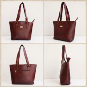Genuine Leather Tote Bag Women Large Brown Shoulder Handbag Work Office Travel - Image 4