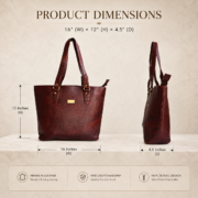 Genuine Leather Tote Bag Women Large Brown Shoulder Handbag Work Office Travel - Image 5