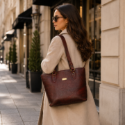 Genuine Leather Tote Bag Women Large Brown Shoulder Handbag Work Office Travel - Image 6