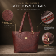 Genuine Leather Tote Bag Women Large Brown Shoulder Handbag Work Office Travel - Image 10