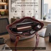 Genuine Leather Tote Bag Women Large Brown Shoulder Handbag Work Office Travel - Image 12