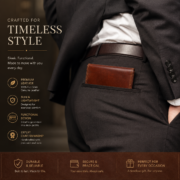 Women's Genuine Full Grain Leather Wallet Long Bifold Clutch 16 Card Slots Brown - Image 8