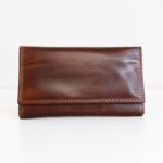 Women's Genuine Full Grain Leather Wallet Long Bifold Clutch 16 Card Slots Brown