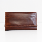 Women's Genuine Full Grain Leather Wallet Long Bifold Clutch 16 Card Slots Brown