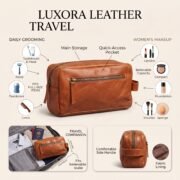Genuine Leather Toiletry Bag Dopp Kit Travel Shaving Grooming Bag Men Women - Image 8