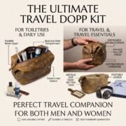 Genuine Leather Toiletry Bag Dopp Kit Travel Shaving Grooming Bag Men Women - Image 8