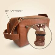 Genuine Leather Toiletry Bag Dopp Kit Travel Shaving Grooming Bag Men Women - Image 11