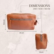 Genuine Leather Toiletry Bag Dopp Kit Travel Shaving Grooming Bag Men Women - Image 5