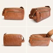 Genuine Leather Toiletry Bag Dopp Kit Travel Shaving Grooming Bag Men Women - Image 4