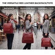 Women’s Genuine Leather 3-in-1 Convertible Backpack, Shoulder Bag & Handbag - Image 6