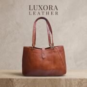 Women Genuine Leather Tote Bag Brown Shoulder Handbag Large Office Travel Purse - Image 2