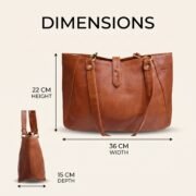 Women Genuine Leather Tote Bag Brown Shoulder Handbag Large Office Travel Purse - Image 5