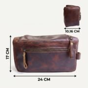 Genuine Leather Toiletry Bag Men Women Makeup Dopp Kit Shaving Grooming Travel - Image 6
