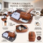 Genuine Leather Toiletry Bag Dopp Kit Travel Shaving Grooming Bag Men Women - Image 9
