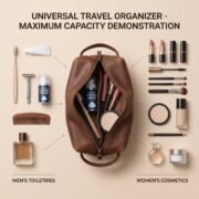 Genuine Leather Toiletry Bag Dopp Kit Travel Shaving Grooming Bag Men Women - Image 9