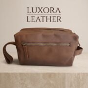 Genuine Leather Toiletry Bag Dopp Kit Travel Shaving Grooming Bag Men Women - Image 2