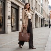 Women Genuine Leather Tote Bag Brown Large Shoulder Handbag Work Office Travel - Image 12