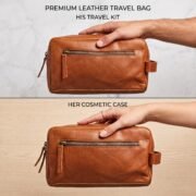 Genuine Leather Toiletry Bag Dopp Kit Travel Shaving Grooming Bag Men Women - Image 6