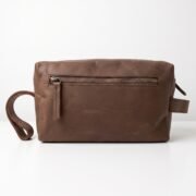 Genuine Leather Toiletry Bag Dopp Kit Travel Shaving Grooming Bag Men Women