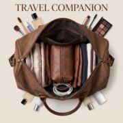 Genuine Leather Toiletry Bag Dopp Kit Travel Shaving Grooming Bag Men Women - Image 11
