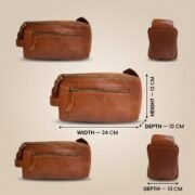 Genuine Leather Toiletry Bag Dopp Kit Travel Shaving Grooming Bag Men Women - Image 5