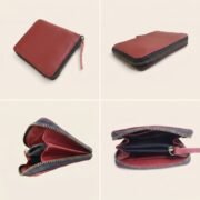 Women Genuine Leather Zip Around Wallet Burgundy Card Coin Cash Organizer - Image 4