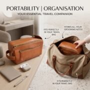Genuine Leather Toiletry Bag Dopp Kit Travel Shaving Grooming Bag Men Women - Image 8
