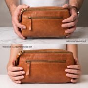 Genuine Leather Toiletry Bag Dopp Kit Travel Shaving Grooming Bag Men Women - Image 12
