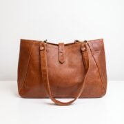 Women Genuine Leather Tote Bag Brown Shoulder Handbag Large Office Travel Purse