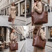 Women Genuine Leather Tote Bag Brown Large Shoulder Handbag Work Office Travel - Image 11