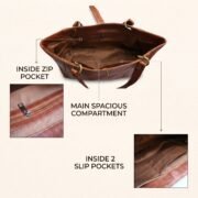 Women Genuine Leather Tote Bag Brown Shoulder Handbag Large Office Travel Purse - Image 10