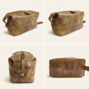 Genuine Leather Toiletry Bag Dopp Kit Travel Shaving Grooming Bag Men Women - Image 4