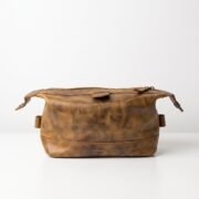 Genuine Leather Toiletry Bag Dopp Kit Travel Shaving Grooming Bag Men Women