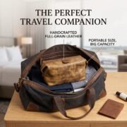 Genuine Leather Toiletry Bag Dopp Kit Travel Shaving Grooming Bag Men Women - Image 11