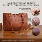 Women Genuine Leather Tote Bag Brown Shoulder Handbag Large Office Travel Purse - Image 13