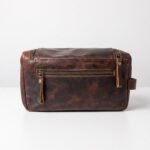 Genuine Leather Toiletry Bag Men Women Makeup Dopp Kit Shaving Grooming Travel