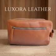 Genuine Leather Toiletry Bag Dopp Kit Travel Shaving Grooming Bag Men Women - Image 2